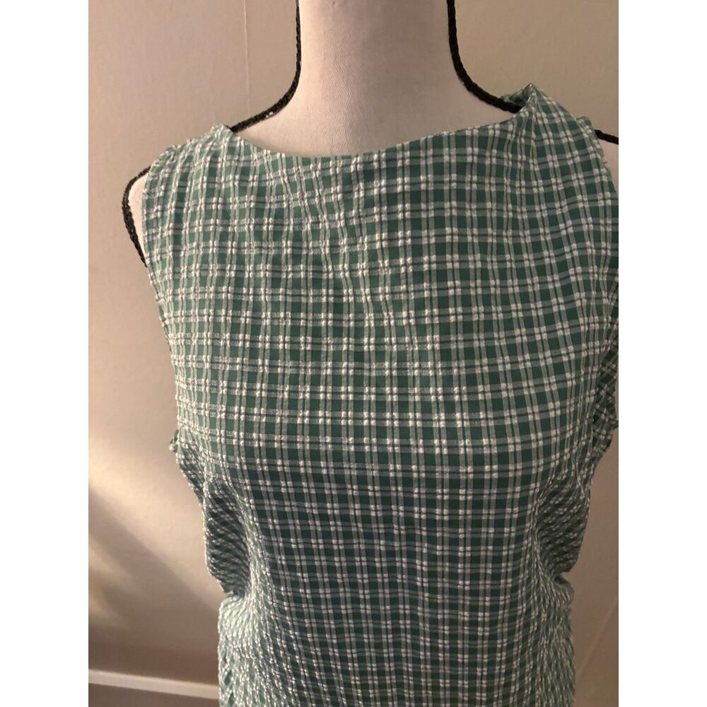 Halara Boat Neck Sleeveless Gingham Mini Dress with Pockets — Size Large NWT - Picture 6 of 7